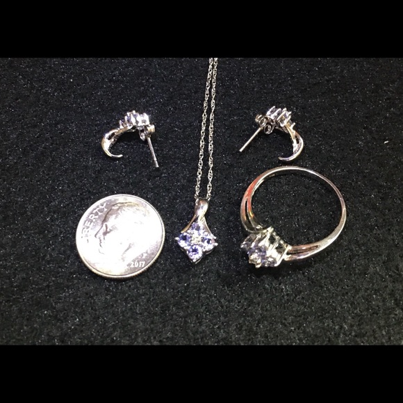 Tantalizing Tanzanite  ADL 10K White Gold 3 Pc Set - Picture 2 of 5